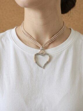 Pink Boho-Chic Rope Heart Pendant